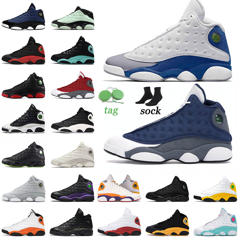

Outdoor Jogging Flat 13 13s Basketball Shoes Men Jumpman Island Green Cap And Gown History of Flight French Blue Singles Day Women Retro Sneakers Trainers Size 36-47, D34 wolf grey 40-47
