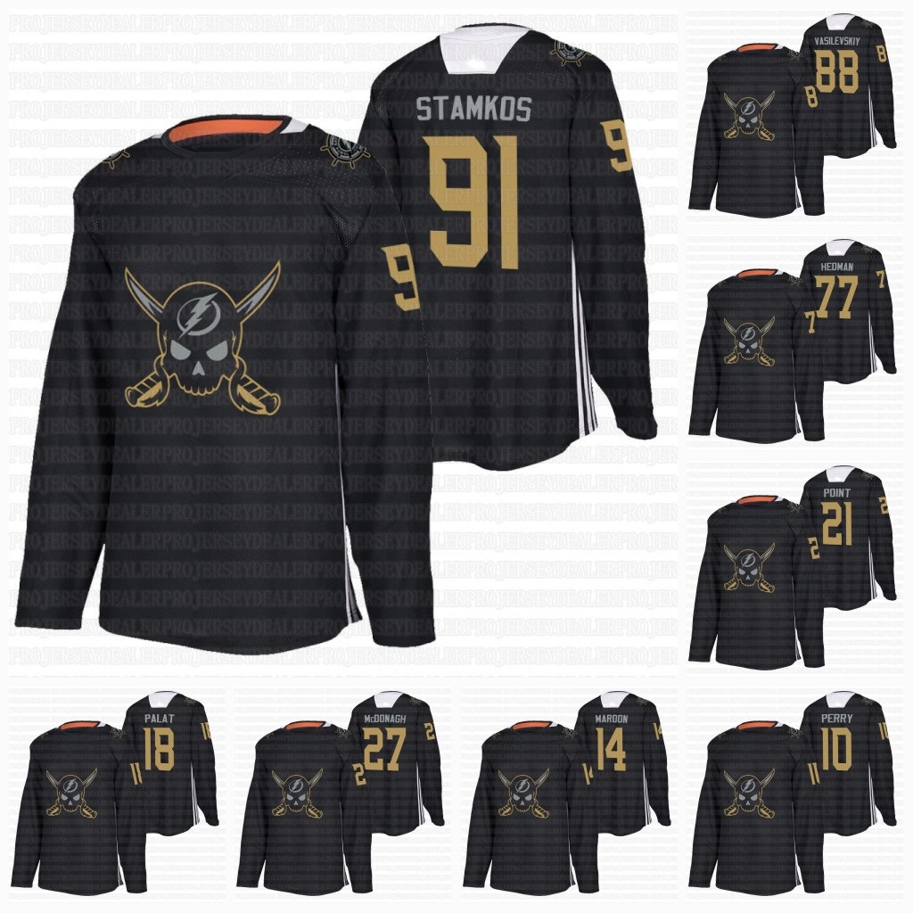 

Tampa Bay Lightning Nikita Kucherov 2022 Pirate-themed Gasparilla Jersey Steven Stamkos Andrei Vasilevskiy Brayden Point Hedman Stamkos McDonagh Gourde Killorn, Youth s-xl