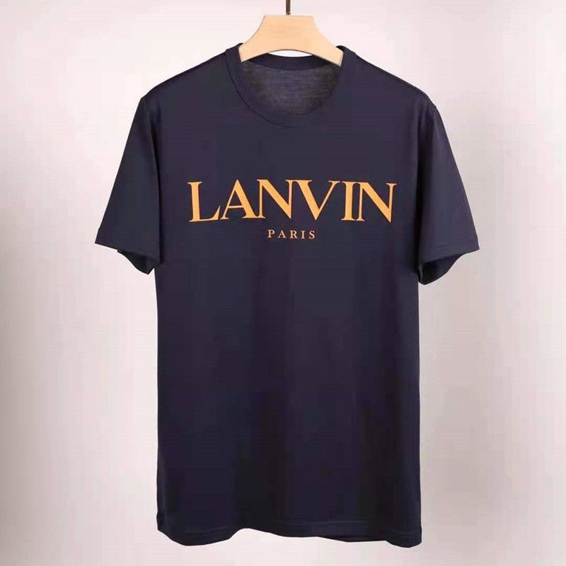 

Men and women summer lanvin printed cotton short-sleeved round neck loose casual short-sleeved T-shirt, As picture