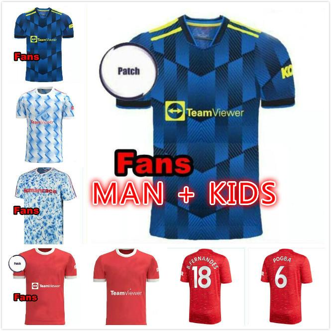 

2021 2022 Manchester Top FC soccer jersey GREENWOOD POGBA RASHFORD football shirt BRUNO FERNANDES MARTIAL UTD kit 21 22 man Kids uniform, Black