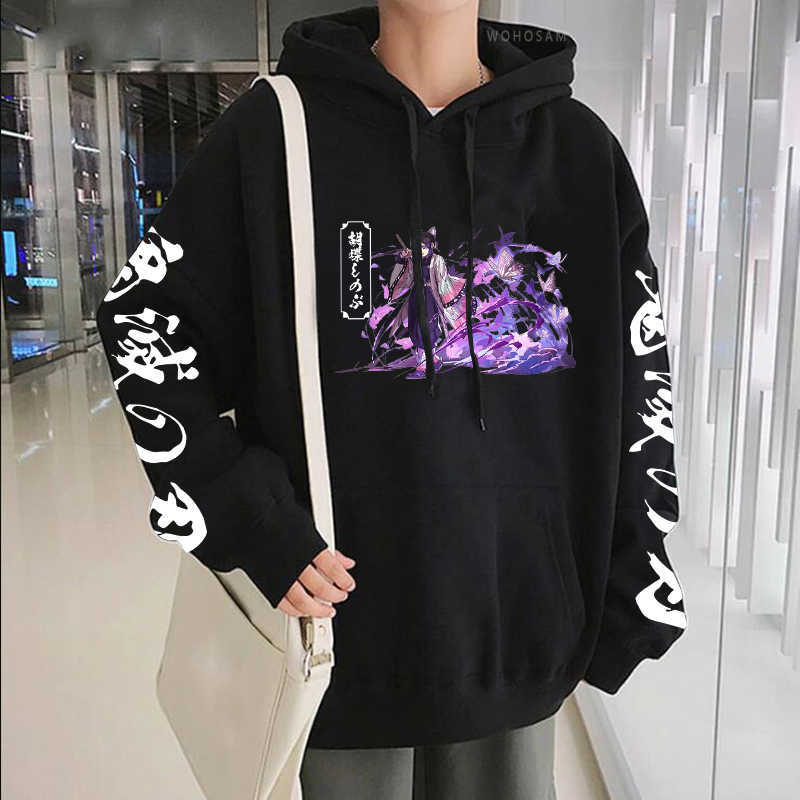

Japanese Anime Demon Slayer Kochou Shinobu Hoodies Kawaii Cartoon Costume Fashion Casual Unisex Harajuku Long Sleeve Sweatshirt Y0804, Blue