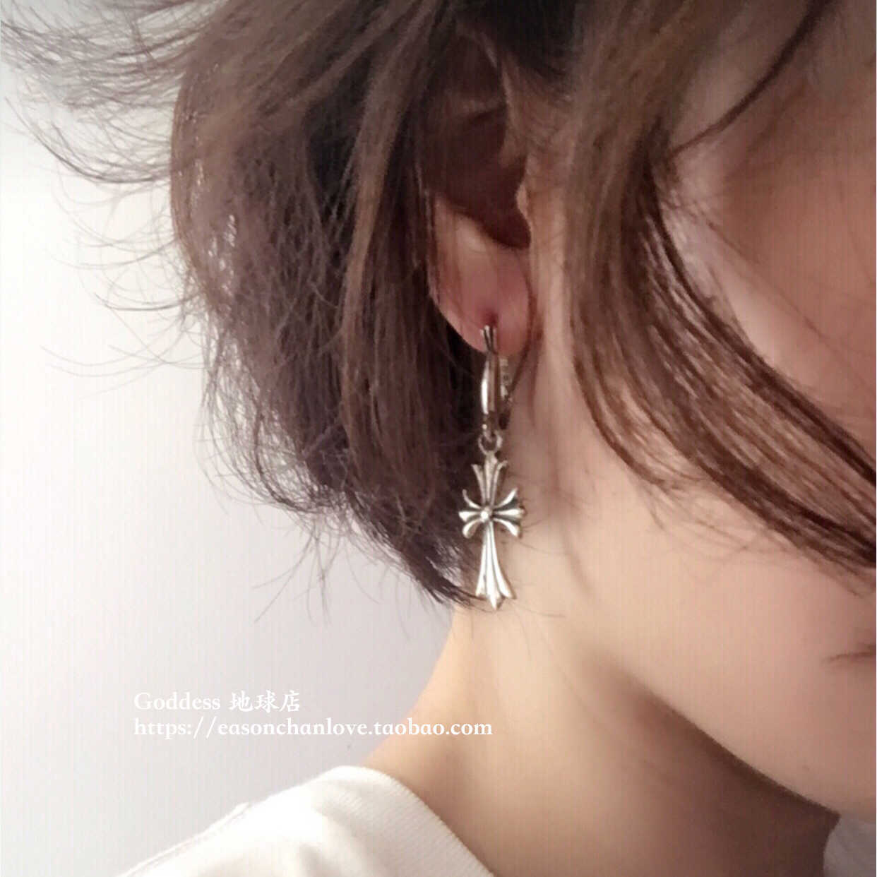

Classic croquet Fashion Brand S925 Sterling Silver ch Cross Earrings