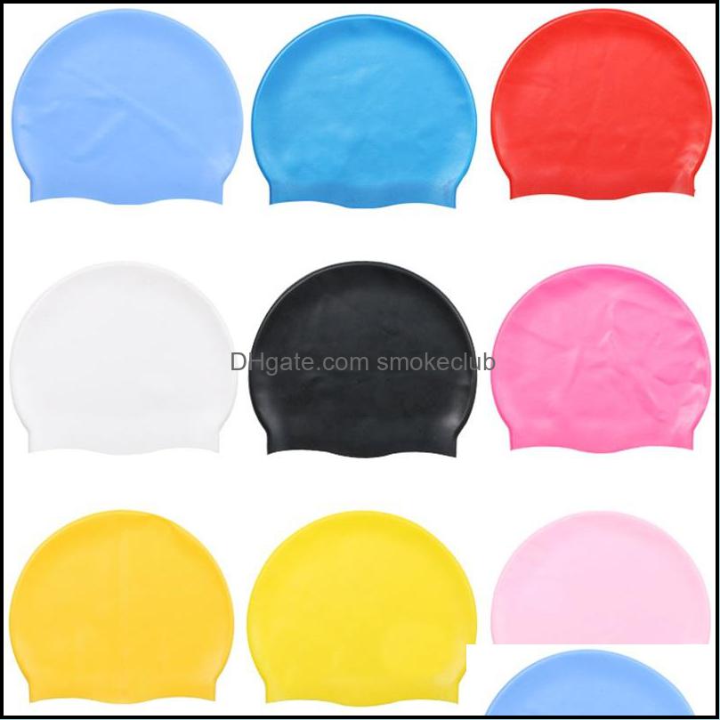 

Caps Water Sports & Outdoors Wholesale 6Colours Mticolor Unisex Sile Solid Waterproof Diving Cap Professional Swimming Hat Keep Hair Dry 181