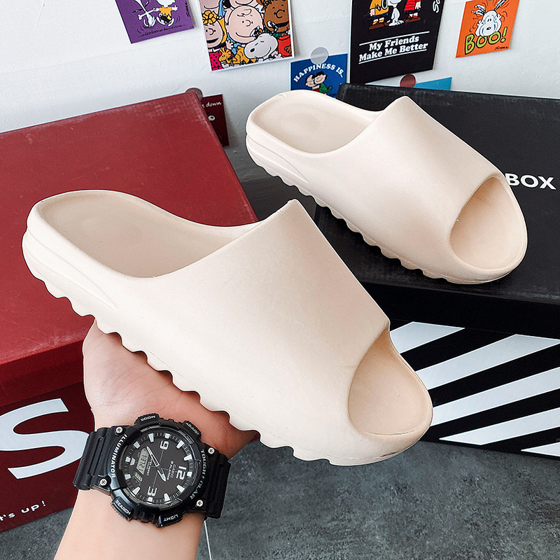 

White Kanye Sandal 2021 Men's and Women's Slide Fashion EVA shoes slides men slippers Stylish 01, Black
