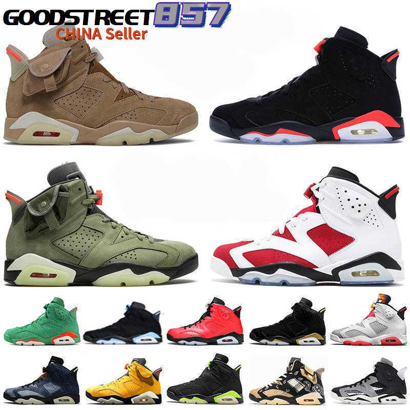 

2021 Authentic Mens Outdoor Shoes 6s Carmine 6 Travis Scotts British Khaki Cactus Jack Medium Olive UNC Black Infrared DMP Hare Gatorade