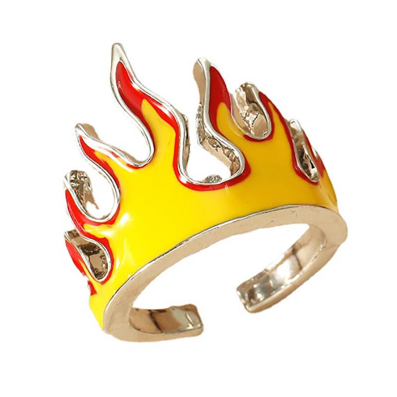 Cluster Rings Goth Punk Flame Ring For Women Men Girls Boys Hip Hop Fashion Opening Party Jewelry Gift Adjustable Size-image-703121648