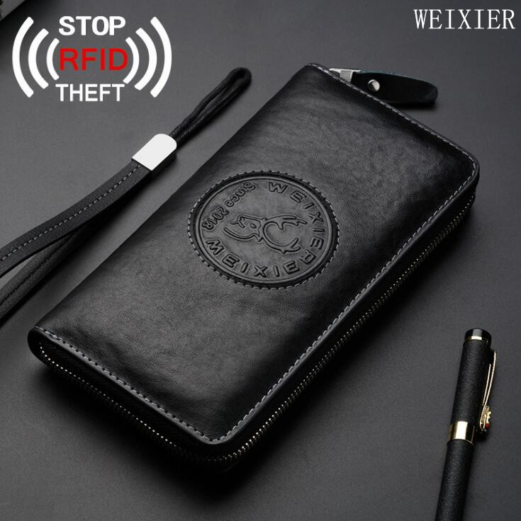 

Factory wholesale men bag fashion cowhide mens business hand clutch exquisite embossed storage wallet multifunctional anti-theft brush purses, Black(boutique box)