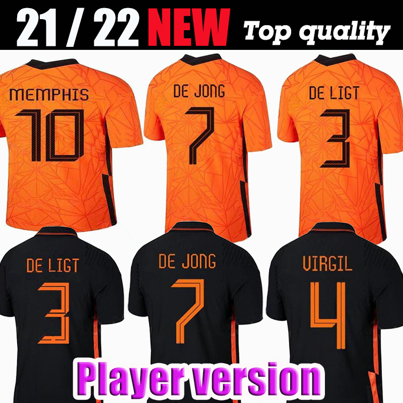 

Player version MEMPHIS 2021 Netherlands soccer shirt DE JONG Holland DE LIGT STROOTMAN VAN DIJK VIRGIL 2022 football jersey Adult men + kids kit