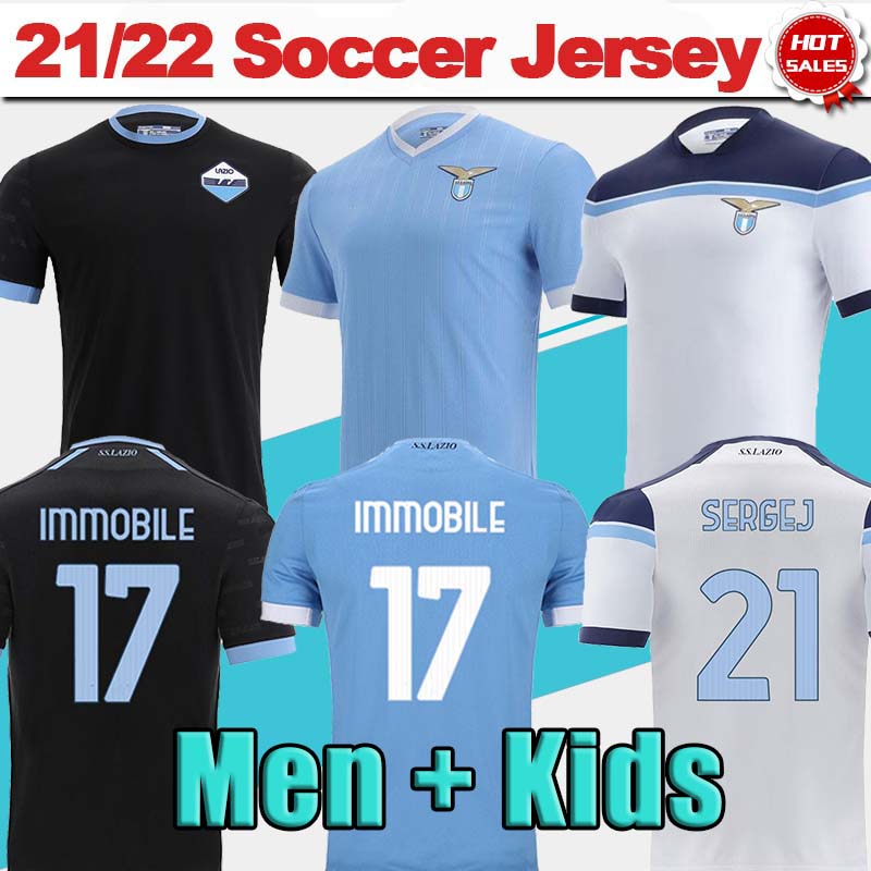 

21/22 Camiseta LAZIO Home Soccer Jersey #17 IMMOBILE #10 LUIS ALBERTO Away Soccer Shirt 2021/2022 Men Kids #11 J.CORREA #21 SERGEJ 3rd Football Uniforms, Home+ser-a patch