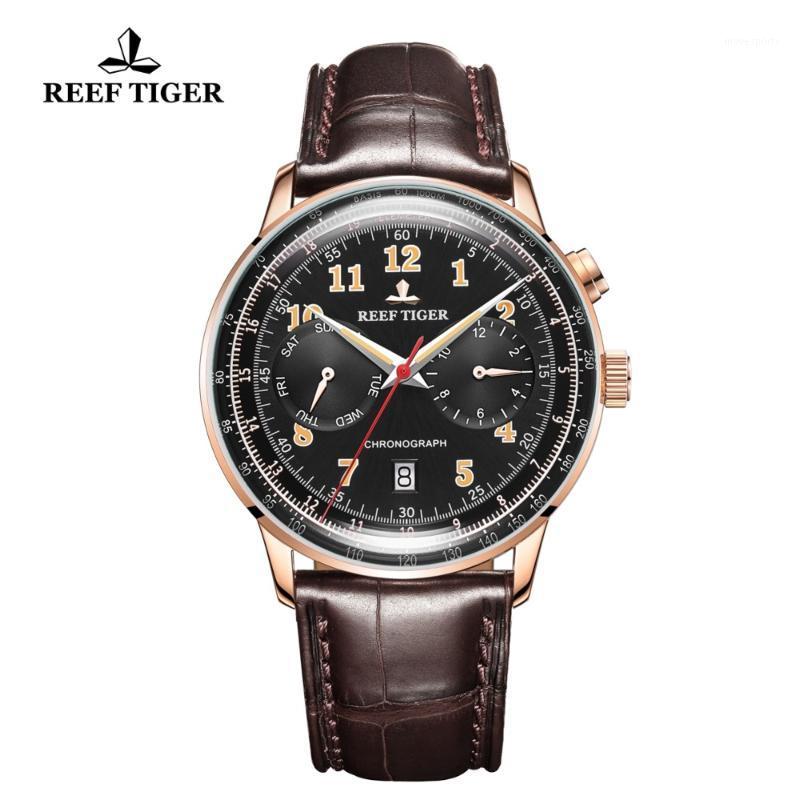 

Reef Tiger/RT Men Classic Dress Watch For Rose Gold Multi Functional Sapphire Crystal Automatic Watches RGA9122 Wristwatches, Rga9122-yll