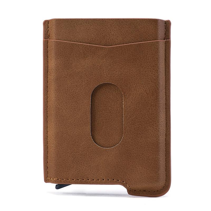 

Card Holders Multi-functional Aluminum Box Men & Women Automatically Pops Up Package Ultra-thin Portable Business Holder, Red