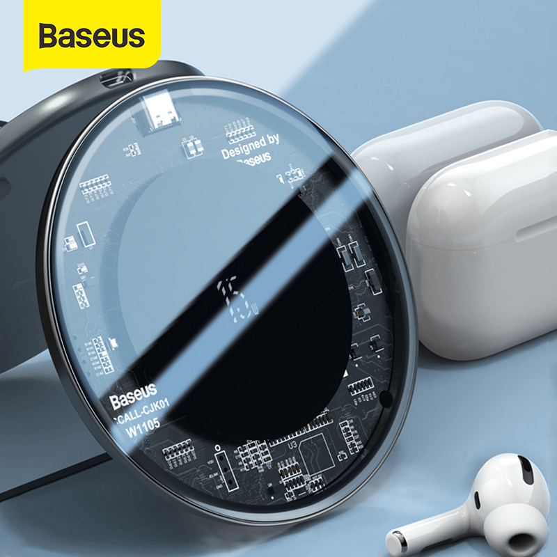 

Baseus 15W Fast Wireless Charger For iPhone 12 X 11 Max For Airpods Visible Qi Wireless Charging Pad For Samsung S10 S9 Note 10