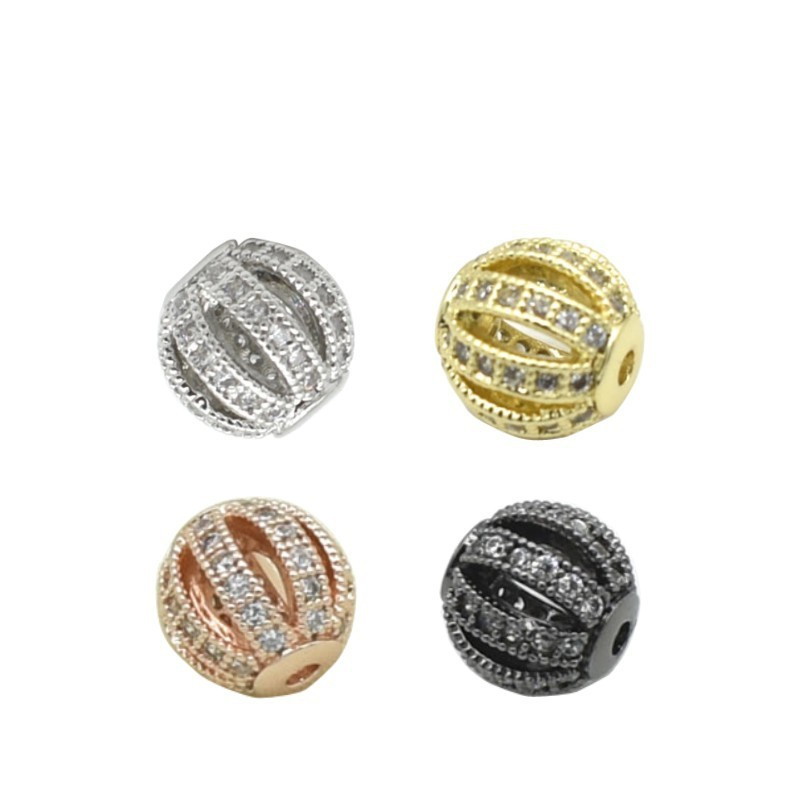 

Gold Silver Gun Metal Plated Diamond-studded Copper Ball Beads Charm for DIY Jewelry