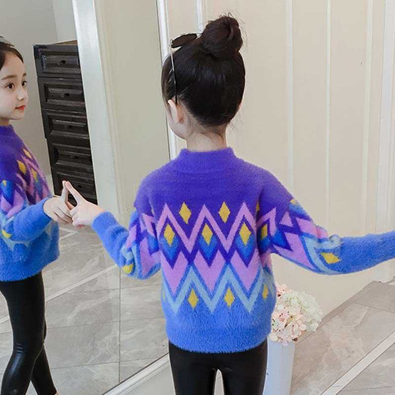 

Bear Leader Winter Sweaters Long Sleeve Fashion Warm Knitted Tops Kids Girls Children Geometric Pattern Casual Sweaters 210708, Ah3557blue
