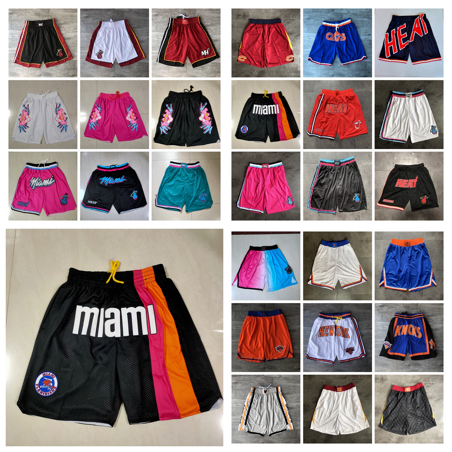

Men Team Basketball Shorts Just Don Co-Branded Short Rainbow Version Hip Pop Sport Wear Pant With Pocket Zipper Sweatpants Black Blue Orange Gray Stitched Size S-XXXL, As photo