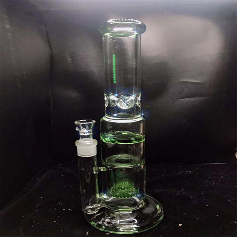 

Heavy-duty glass hookah with color honeycomb perc 19mm female connector (GB-650)