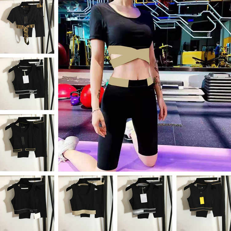 

Designer Letters Womens Yoga Sports Shorts Suit Slim Tracksuits Outdoor Jogging Casual Vest Short Pants Two Piece, #7