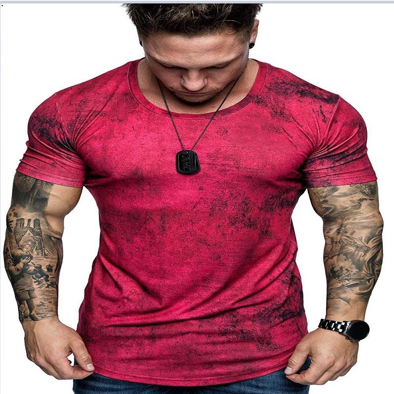 

Mens Tie Dye t shirts 2021 Youth Fashion Street T-shirt Summer Men's Casual Short-sleeved Boy Round Neck Fitness Tees, Red