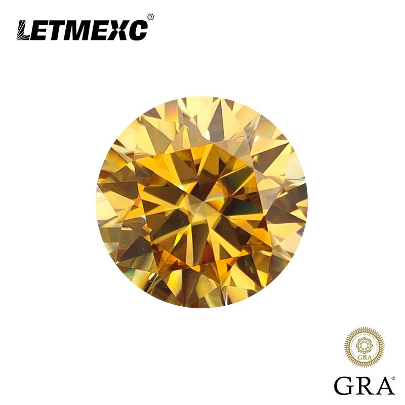 

Other Letmexc Champagne Moissanite Diamond Gemstones VVS1 Round Excellent Cut For Custom Jewelry Making With GRA Report