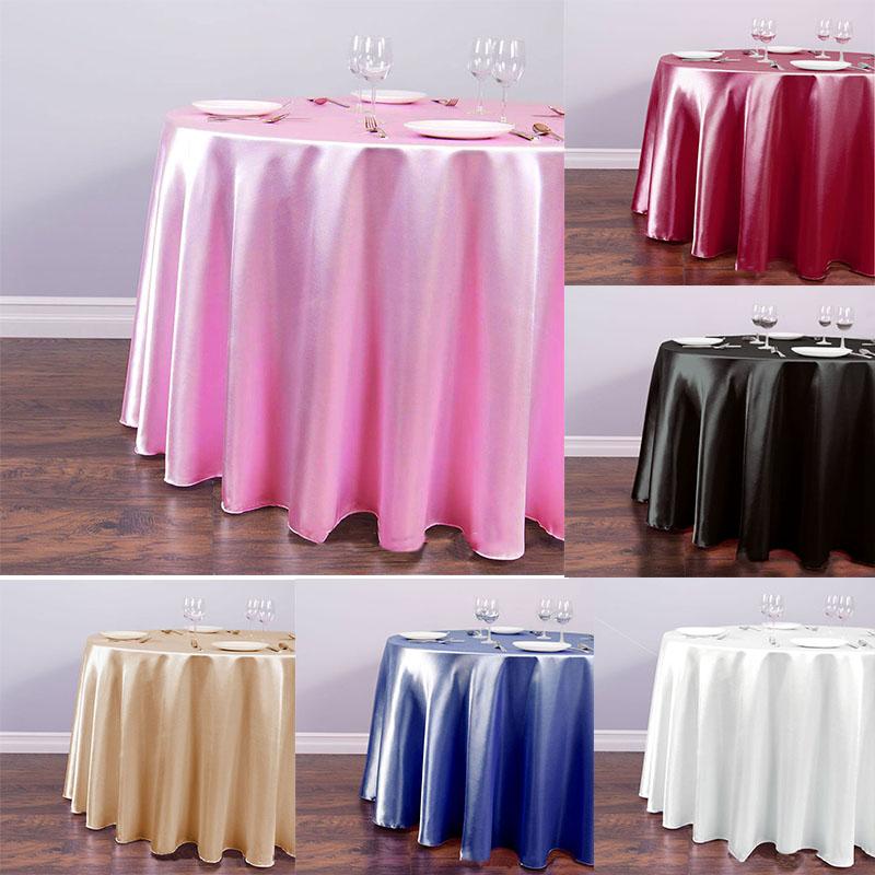 

Table Cloth Round Tablecloth Solid Color Cover Non-Disposable For Wedding Birthday Christmas Party Home Decor 145cm 1piece, 008