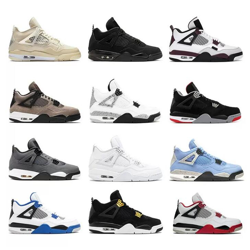 

Jumpman 4 Retro Basketball shoes Bred 4s UNC Black Cat University Blue The Cactus White Grey Mens Pure Royalty Men Sport Sneakers Eur 36-47, Bubble bag