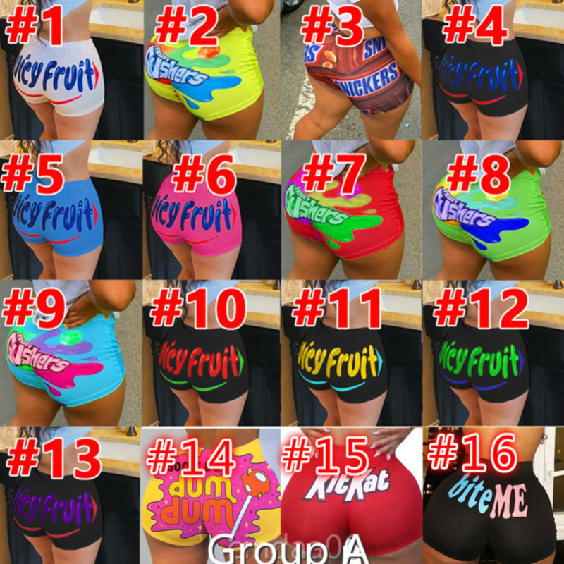 

Designer Women Shorts Sexy Tight Personalise Pattern Printed Yoga Trousers Ladies Knickers Breechcloth Fashion Short Pants, Group a1-a16
