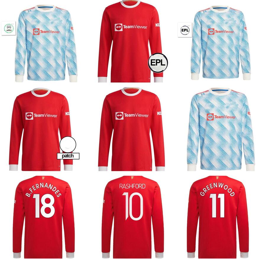 

Long Sleeve 21 22 Manchester B. FERNANDES soccer jerseys SANCHO UNITED CAVANI UTD VAN DE BEEK 2021 2022 RASHFORD football shirt LINGARD Man Jersey, Home long sleeve