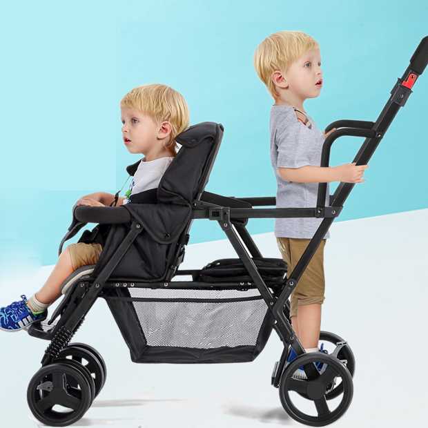 

Strollers# Foldable Twin Baby Stroller Second Child Double Easy Folding Light Can Lie And Sit Multiple Mode Conversion