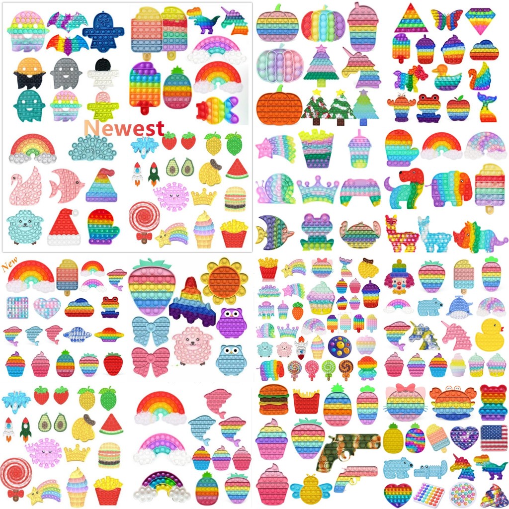 

1pc Rainbow Push Bubble Fidget Toy Party Antistress Sensory Stress Relief Squishy Toys For Adults Kids Gifts