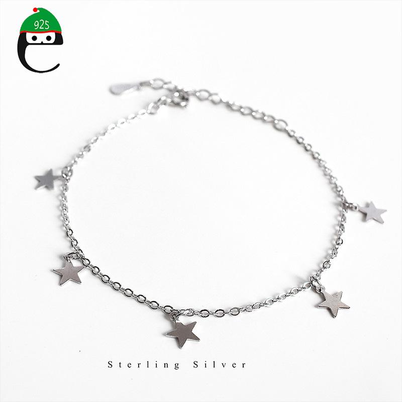 

Link, Chain ElfoPlataSi 100% 925 Solid Real Sterling Silver Sweet 5 Star Bracelet For Women Wife Girls Lady OL Jewelry ED310