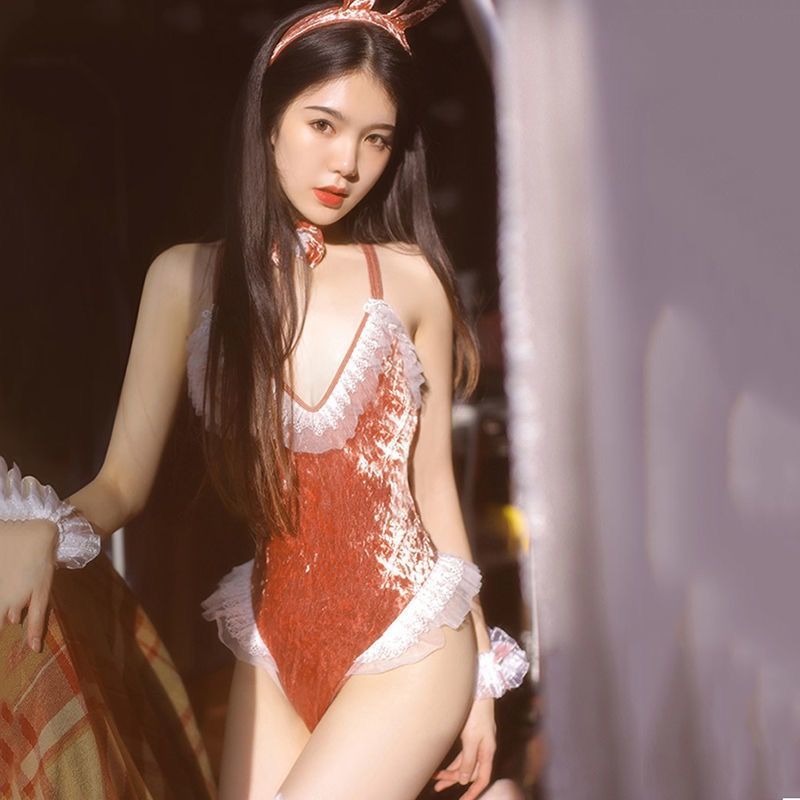 Bunny Girl Sexy Lingerie Anime Cosplay Costumes Rabbit Bodysuit Erotic Outfit for Woman Wrapped Chest Sweet Sexy Nightwear-image-693657258