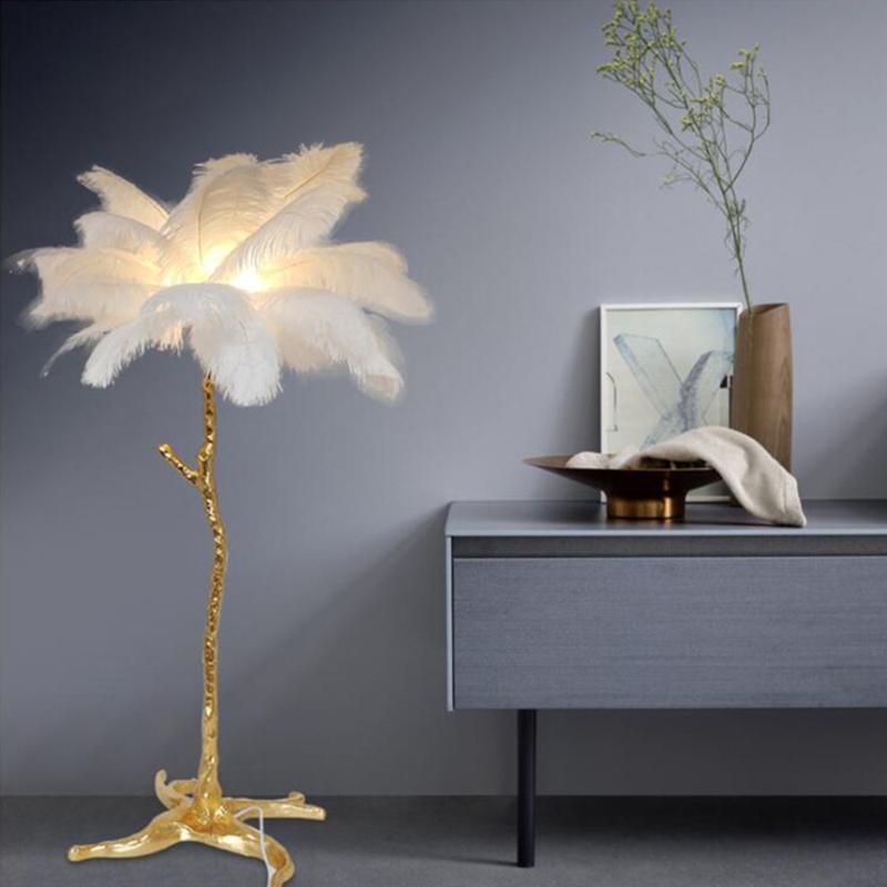 

Floor Lamps 1.2m Modern Resin Feather Standing Corner Living Room Background Wall Decoration Bedroom Bedside Lamp LED Lighting