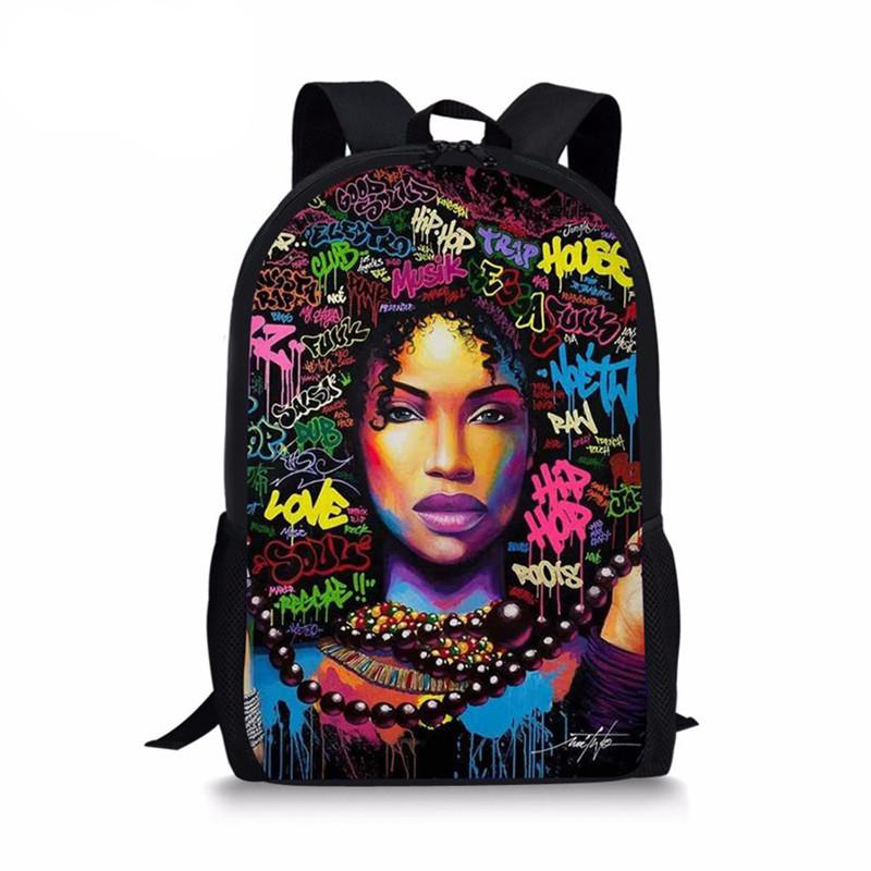 

Backpack Afro Girl School Bags Black Totem Printing Lady For Teenager Art Graffiti Kid Bookbag Mochila, Black girl-yq1899c