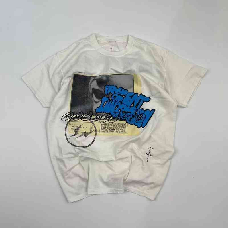 

Travis/scott Fragment Manage Tee Ts Foam Word Short Sleeve T-shirt, White