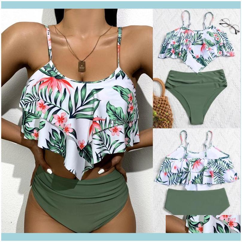 

One-Piece Suits Beach Equipment Water Sports & Outdoorswomens Fashion Tube Top Sexy Split Printing Open Back Bikini Swimsuit Vacation Holida