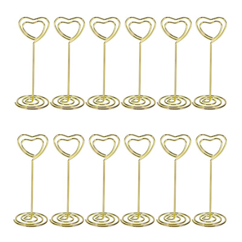 

Party Decoration OMZ 12PCS Golden Heart Shape Po Holder Stands Table Number Holders Paper Menu Clips For Weddings
