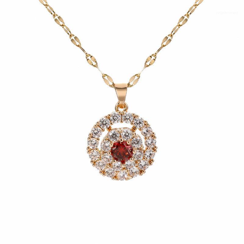 

Chains 5 Pcs 2021 Simple Stainless Steel Necklace Fashion Jewelry Round Zircon Pendant