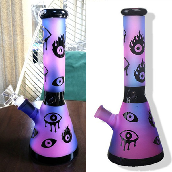 

10 inch Tall Height Purple Rainbow hookah With Eyes Logo Trippy Baker Glass Water Bongs 18.8 MM Downstems 14.4 bowl Smoking Dab Rigs