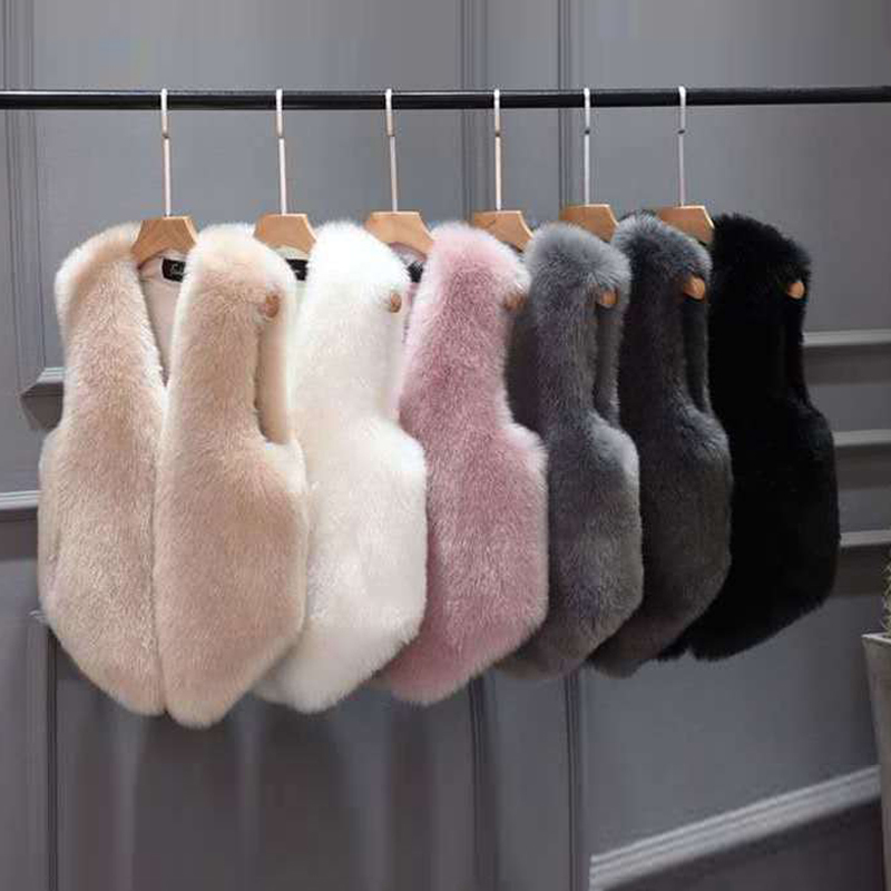 

Fashion Faux Fur Vest Outerwear Women Casual Street Wear Fox Fur Jacket Short Waistcoat Female V Neck Sleeveless Furry Coat 210507, Dark gray