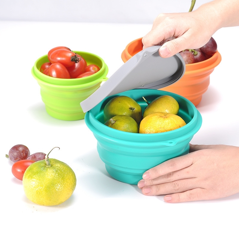 

Food grade folding multipurpose silicone bowl portable outdoor Bento Box