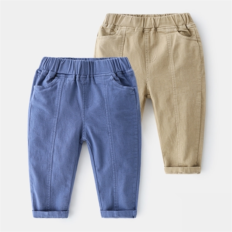 

Baby Casual Long Trousers Spring Autumn Arrival Kid's Clothing Toddler Children Solid Color Pocket Cargo Pants For Boys 210701, Blue