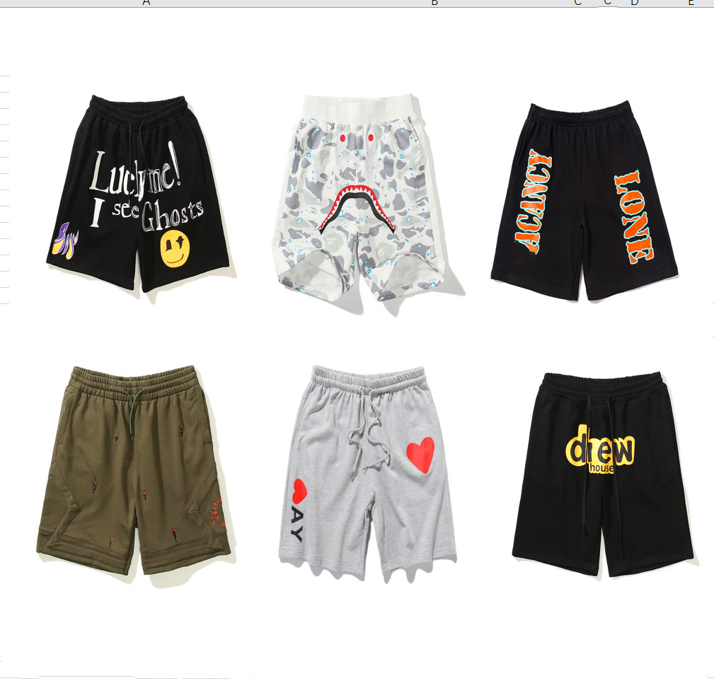 

Men's shorts American Street hip hop fashion brand quick-drying swimming High quality letter printing camouflage pants striped casual Luminous, 1pcs button