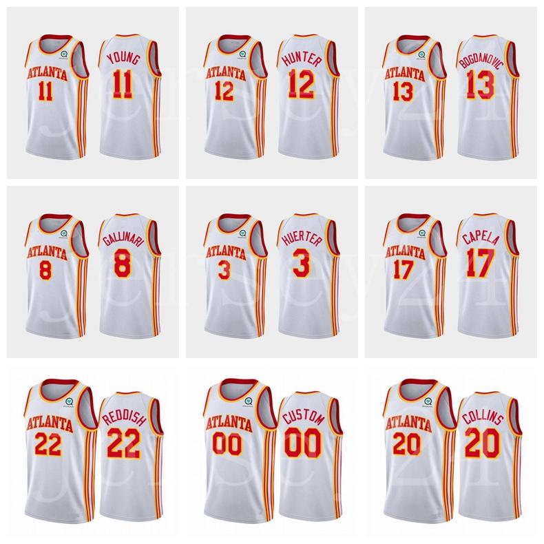 

basketball Jersey Atlanta Hawks Trae Young De'Andre Hunter Bogdan bogdanovic Kevin Huerter Any player pressing custom jerseys, Black;red