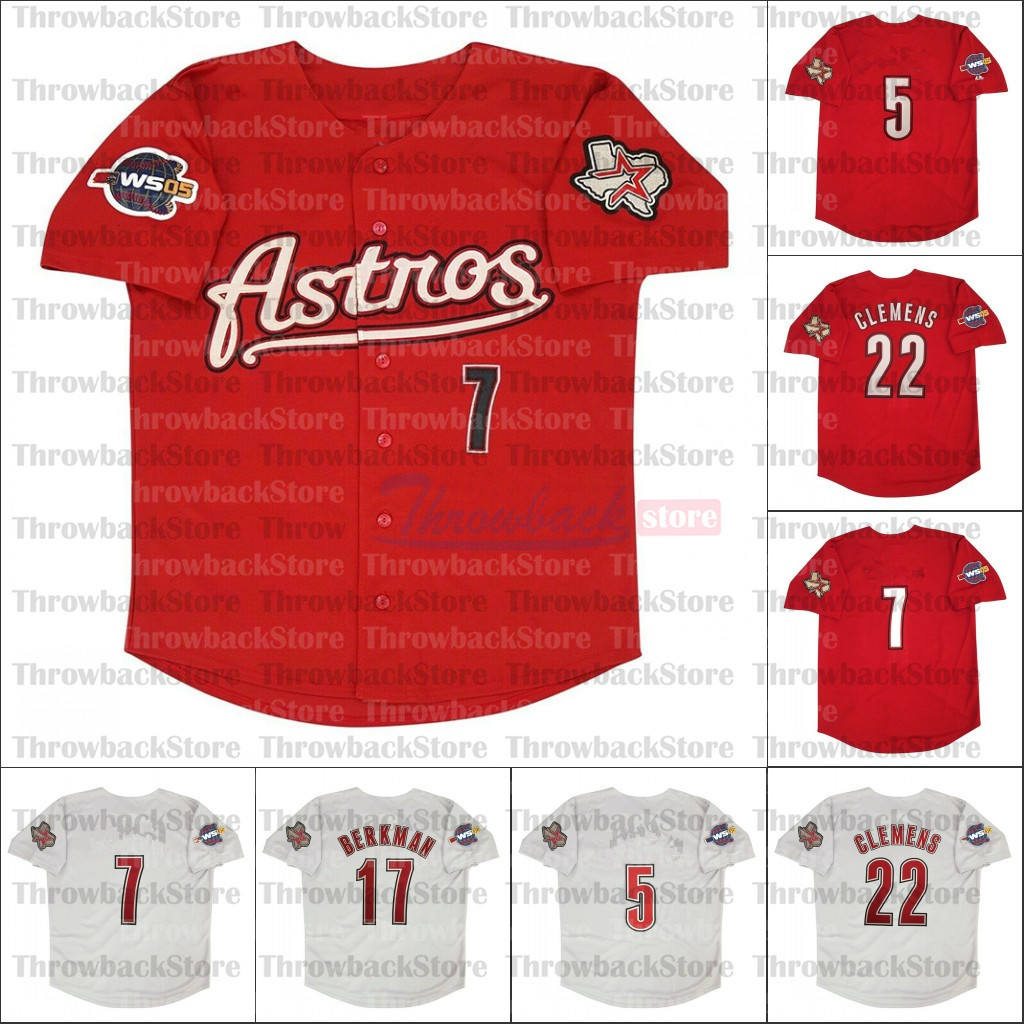 

Retro Houston Baseball 2005 Home Jersey 17 Lance Berkman 21 Andy Pettitte 22 Roger Clemens, As photo