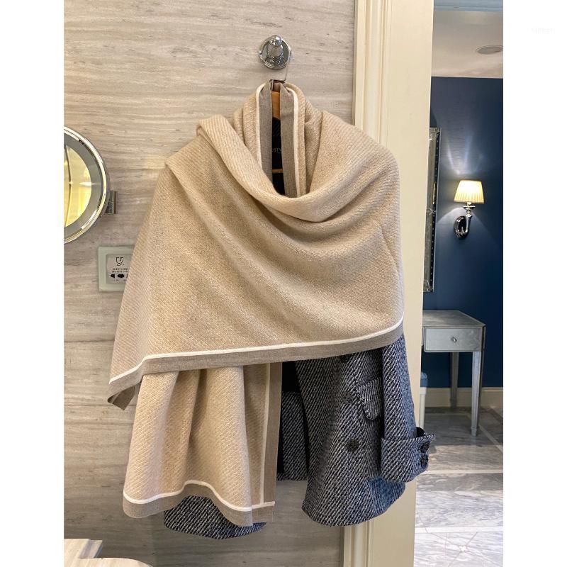 

Scarves High-luxury Cashmere Scarf,, Ingenious Contrast, Edging, Soft Cashmere, Warm Autumn And Winter Scarf, Big Shawl, Blue;gray