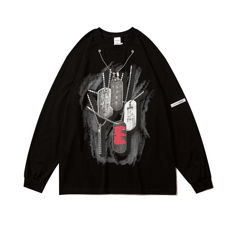 

men's hoodies & sweatshirts long-sleeve shirt and pendant pattern, male, hip hop, streetwear, harajuku, cotton, autumn, si5a, Black