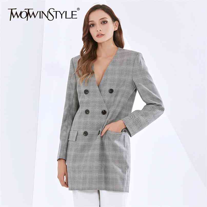 

Plaid Dress For Female V Neck Long Sleeve High Waist Hit Color Mini Bodycon Vintage Dresses Fashion 210520, Aspicture