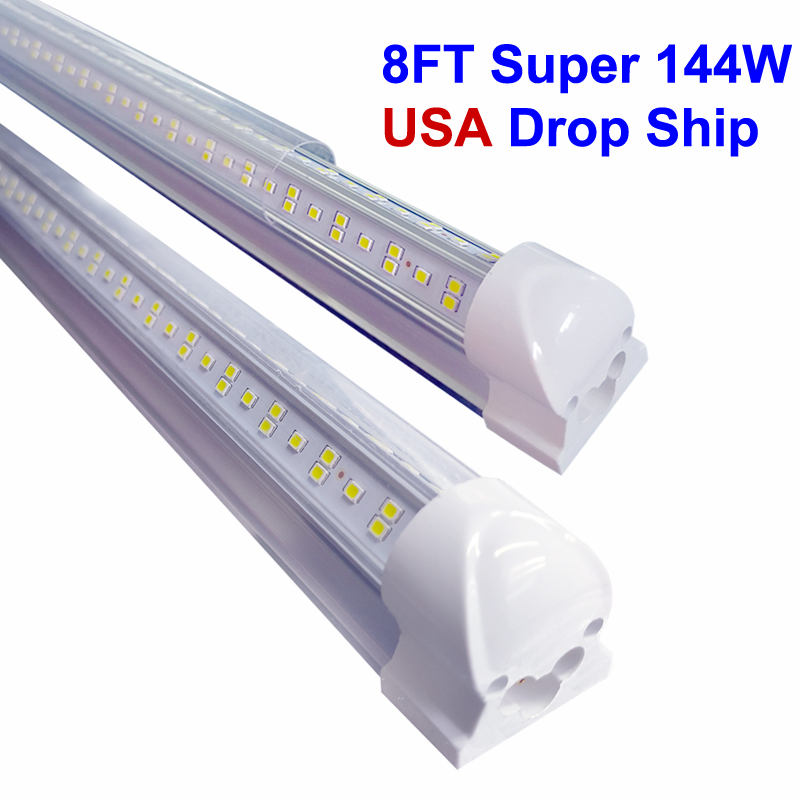 

Stock In US V-Shaped T8 LED Tubes Integrated Cooler Door USA America LED bulbs 4ft 5ft 6ft 8ft LED fluorescent light AC85-265V