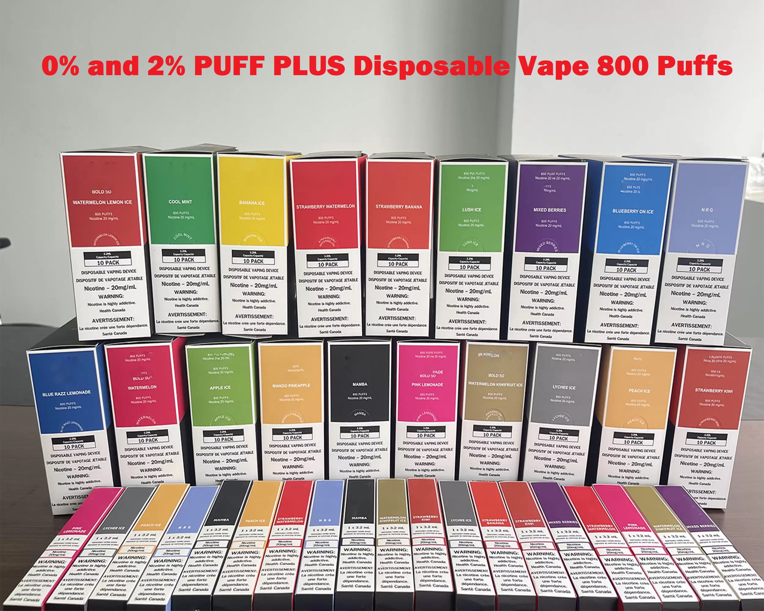 

2% PUFF PLUS Disposable Vape 800 Puffs Cigarettes Device Prefilled 3.2ml 650mAh Battery High Quality French Electronic Cigarette Vapor Puff VS PF XXL MAX