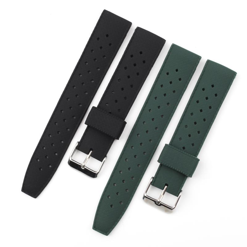 

Watch Bands 20mm 22mm Tropical Watchband Rubber Strap Black Green For Replacement Wristband Porous Sport Diving Man